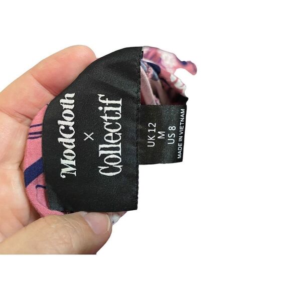 ModCloth X Collectif Button Front Maxi Skirt Blush with Navy Print - Picture 7 of 8